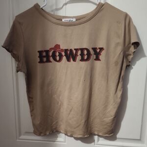 Ruby & Lace Chic Tan 'Howdy' Crop Top Size Large